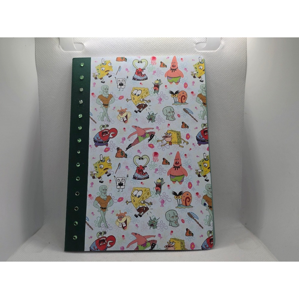 Handmade Funny SpongeBob SquarePants Handsome Squidward Notebook w/ Rhinestones